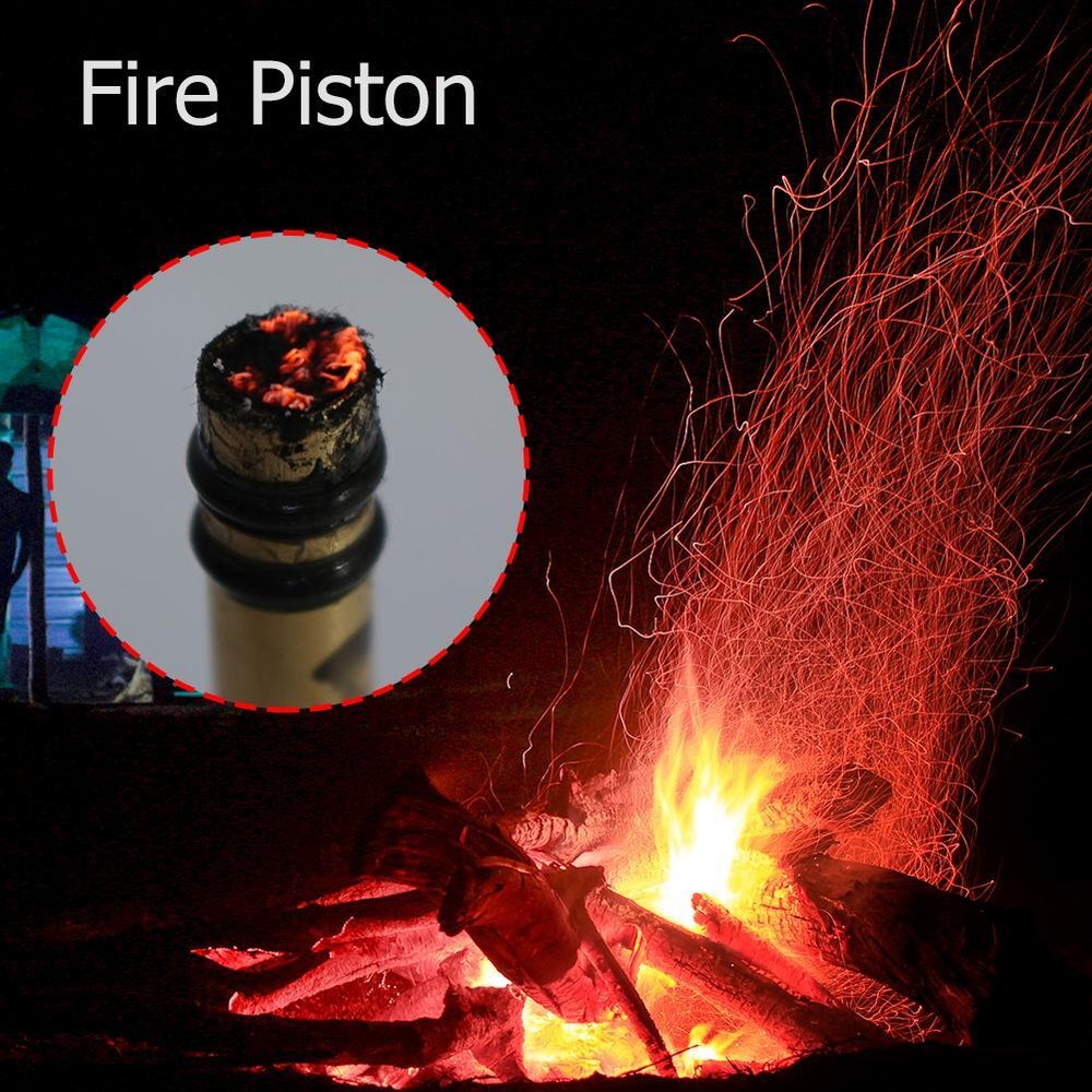 Piston Fire Starter Tube Flame Maker Air Compression Torch Camping Survival Tool
