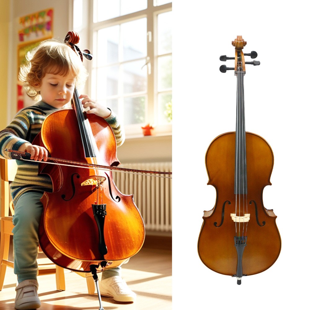 Cello 1/8 4 String Hand Made Cello Package Maple Back and Side Spruce Top NEW