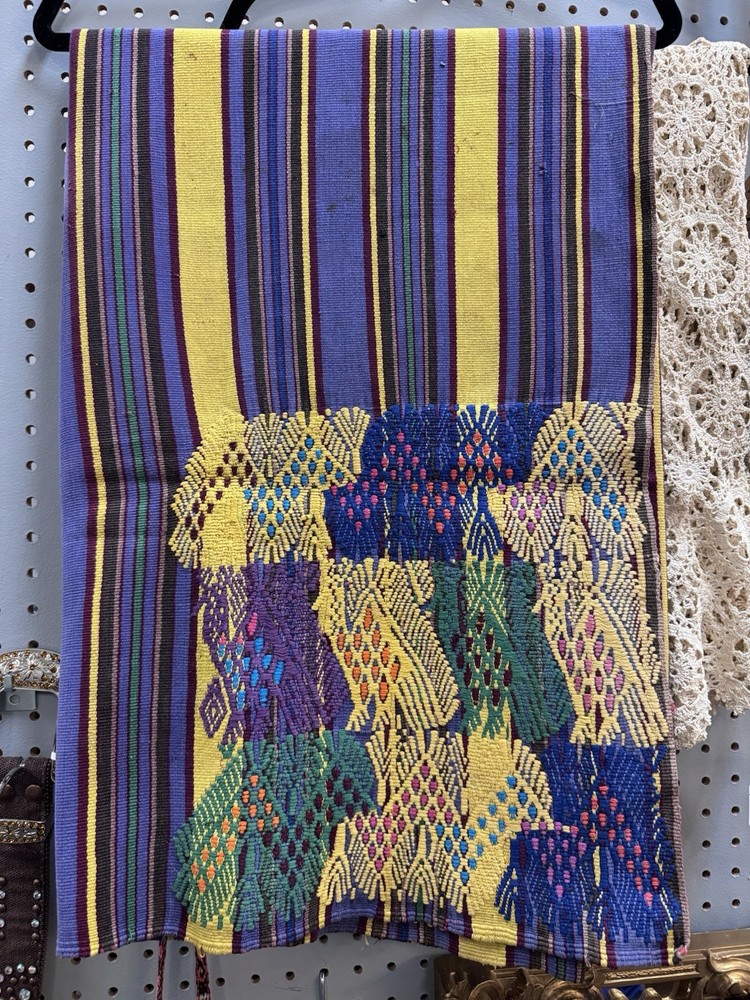 Primitive Peruvian Embroidered Textile Fabric