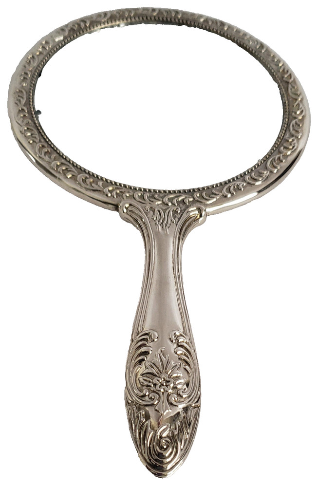 Hand Held Mirror Silver Plated Vintage