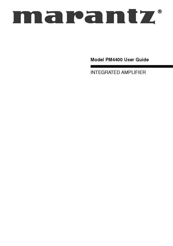 Marantz PM4400 Amplifier Owners Manual