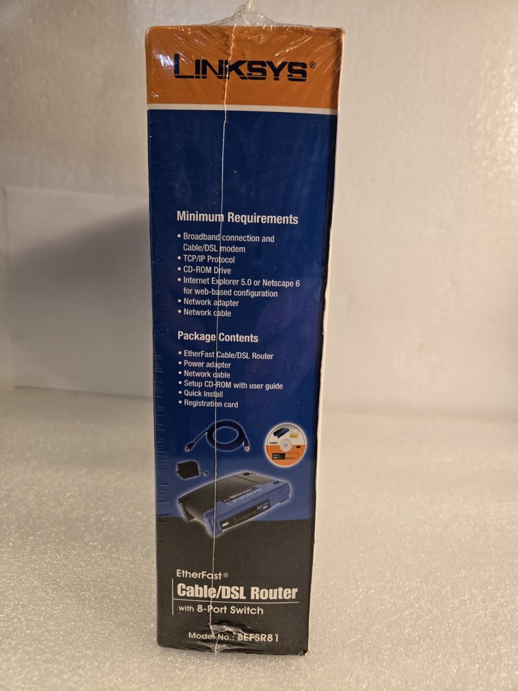 Linksys BEFSR81 Etherfast Cable / DSSL Router w/ 8 Port Switch. Sealed Box