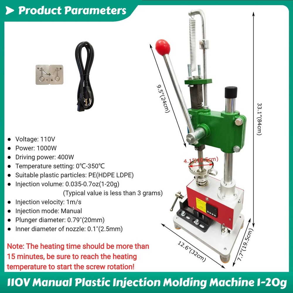 110V Manual Plastic Injection Machine Desktop Injection Molding Machine 1-20g