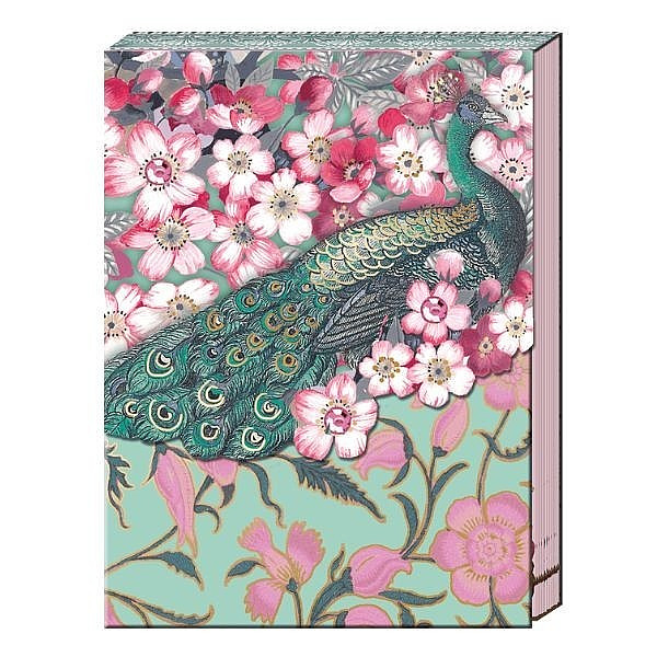 Punch Studio Cherry Blossom Peacock Pocket Notepad 75 Printed Sheets 3" x 4"