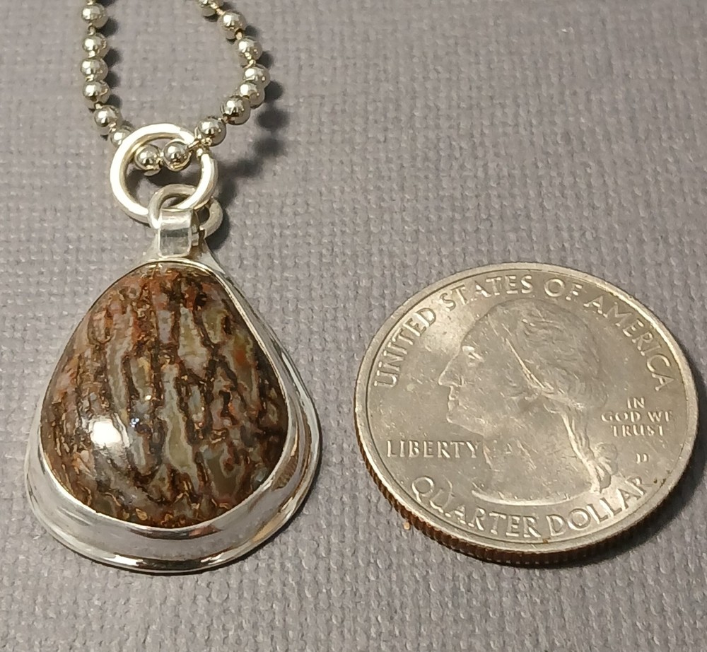 Dinosaur Bone Cabochon Set in Sterling Silver