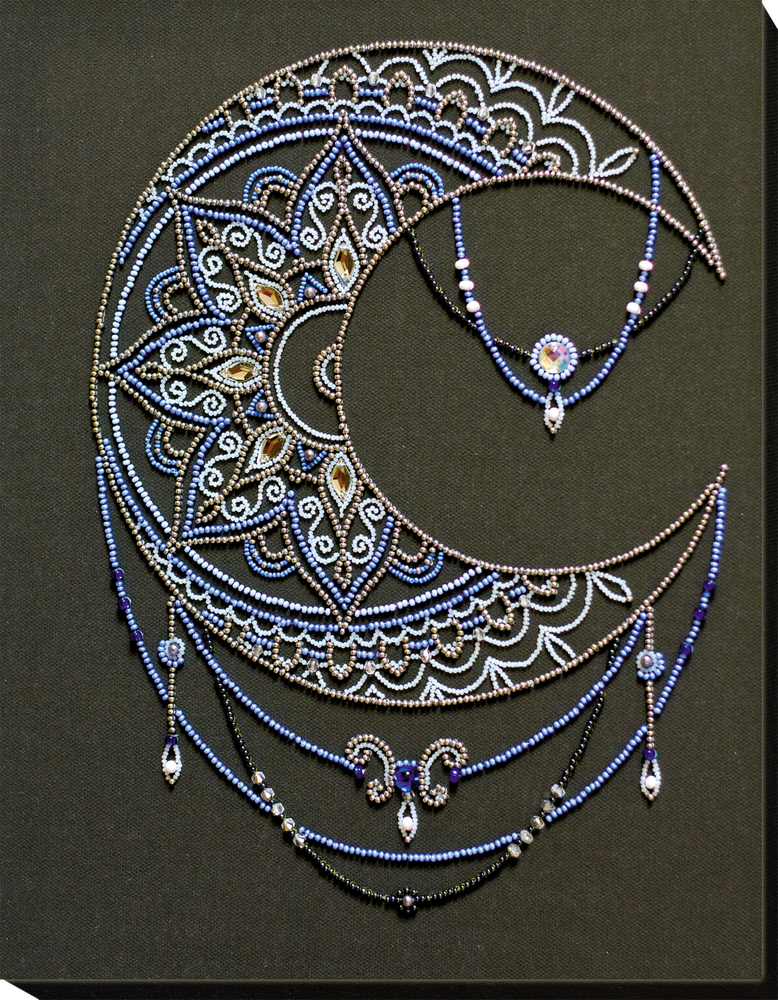 DIY Bead Embroidery Kit Moon Pattern Beaded stitching needlepoint beadwork