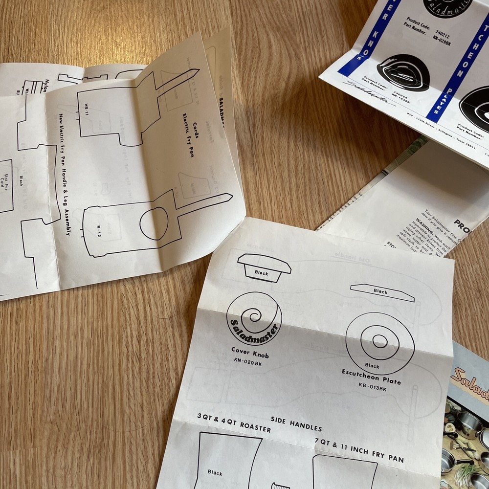 saladmaster Parts Catalog Identification Replacement Sizing