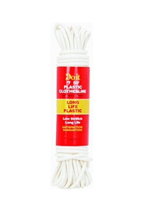 Plastic Clothes Line - White Rope Clothes Line String for Pulley 7/32" x 50FT
