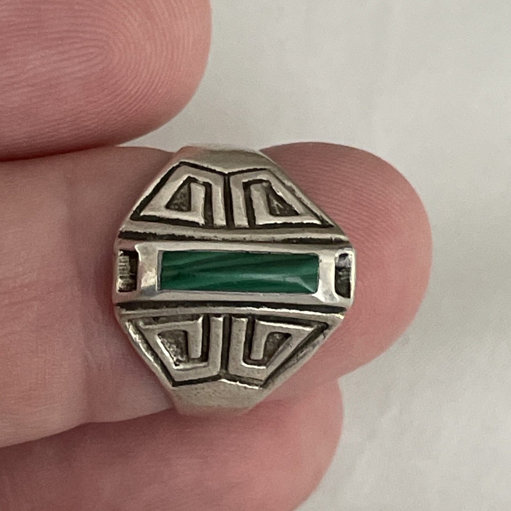 Southwestern Sterling Malachite Ring Size 8.5