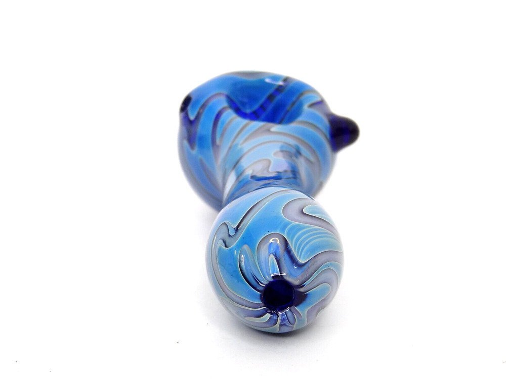 Heady Pattern Glass Hand Pipe – Unique Blue Color Pattern
