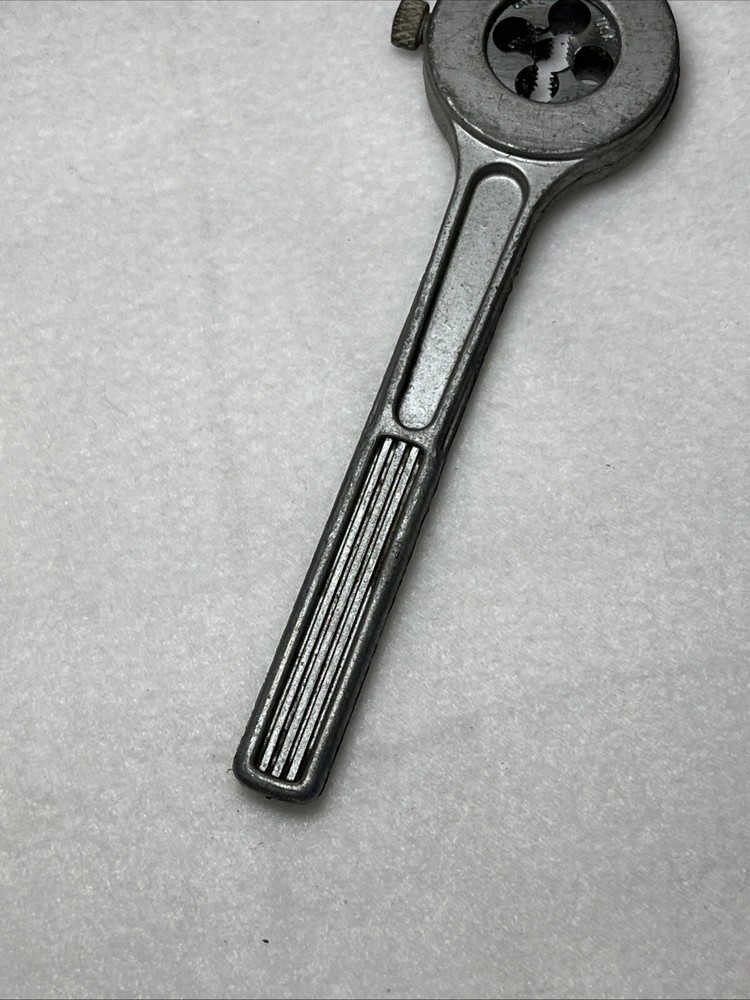 Die Threader Tool Screw Bolt Threads Antique 9" w T1 Die Rotating Silver-Tone