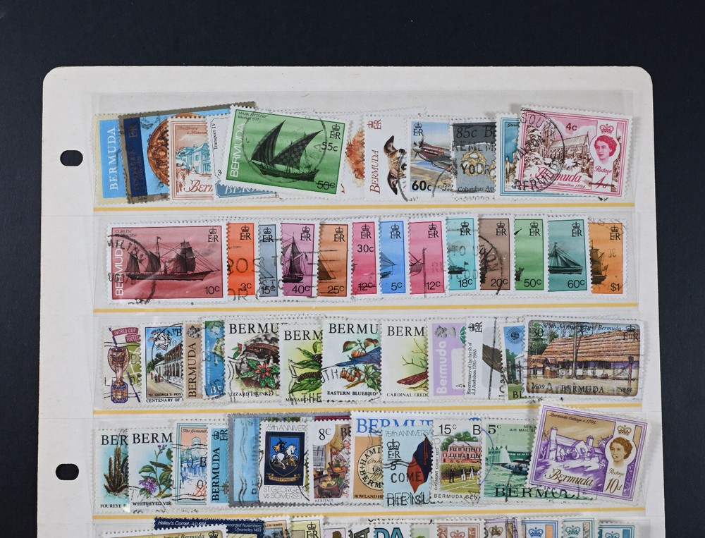 Bermuda 150 Used Stamps 2-Pages includes high values British Colony