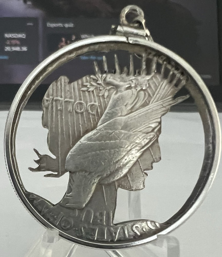 1923 Peace Silver Dollar Cut -out Coin Pendant.