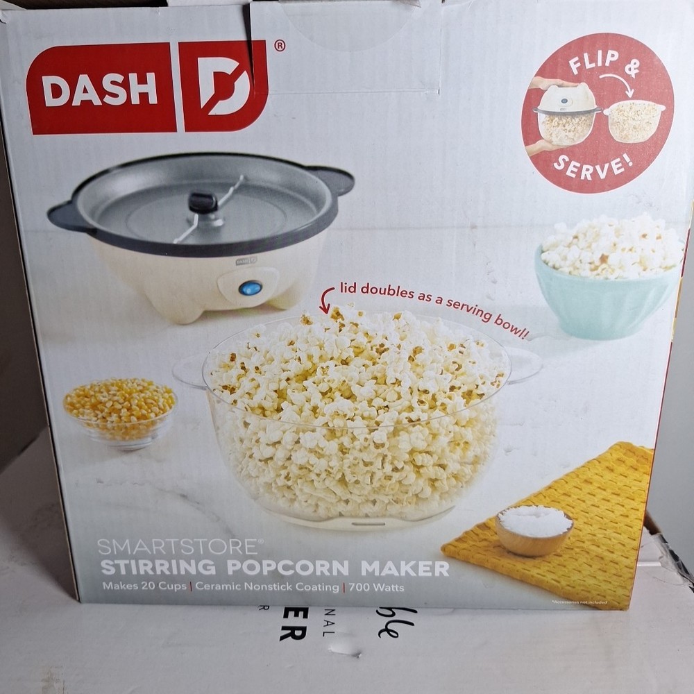 Dash SmartStore Stirring Popcorn Maker 20 Cups ,Ceramic Nonstick Coating