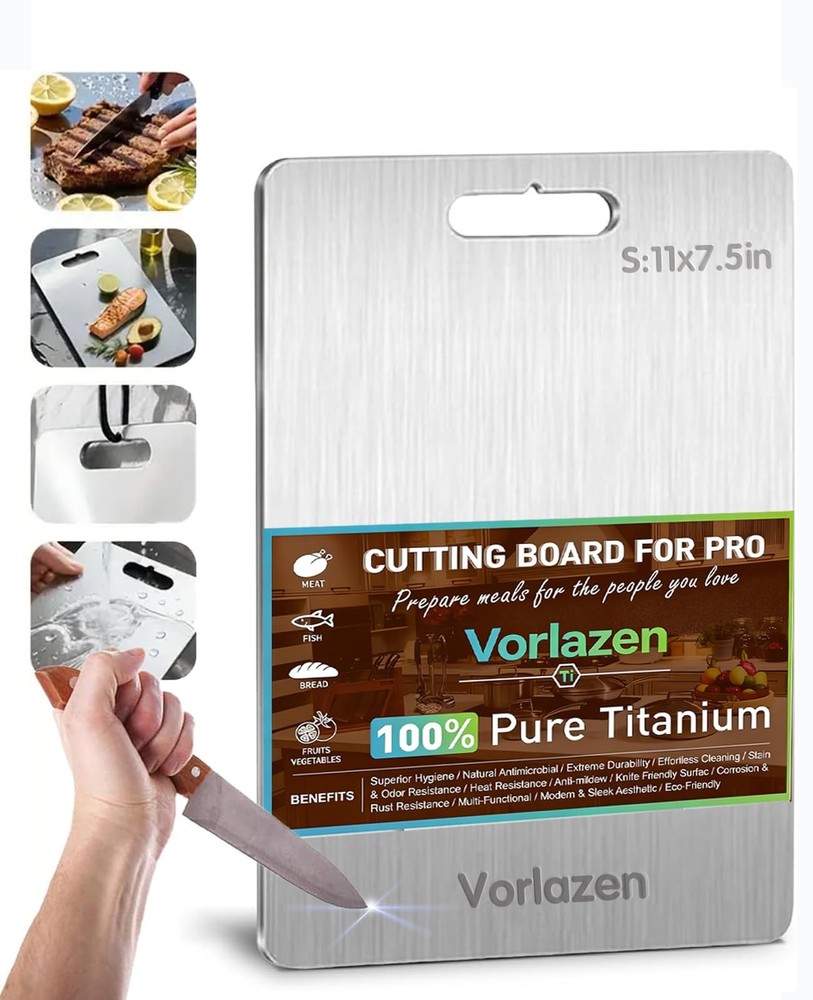 Titanium Cutting Board 100% Pure Titanium Cutting Board, 1.5MM Thickness Doub...