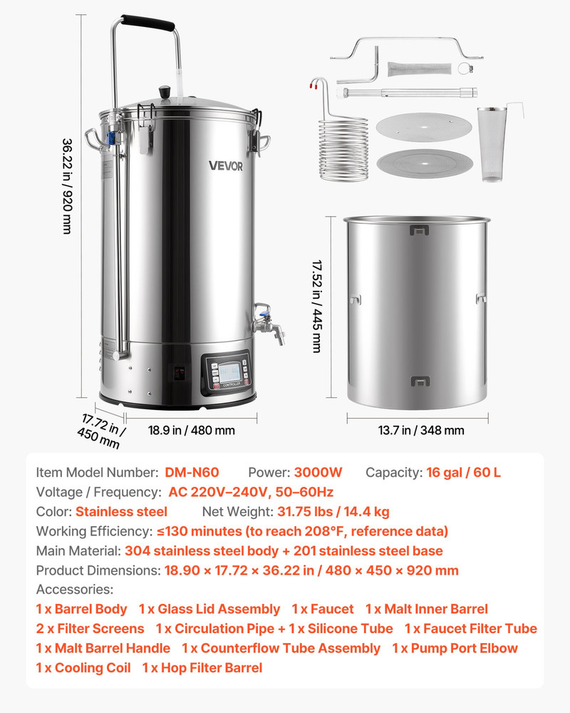 Beer Brewing Equipment, Removable mesh strainer