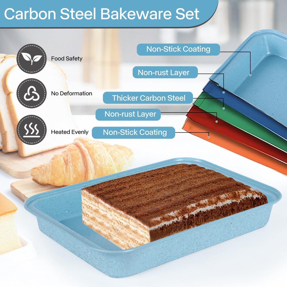 Baking Pans Set Non Stick, Bakeware Sets Stackable, Oven Safe, Steel Baking S...