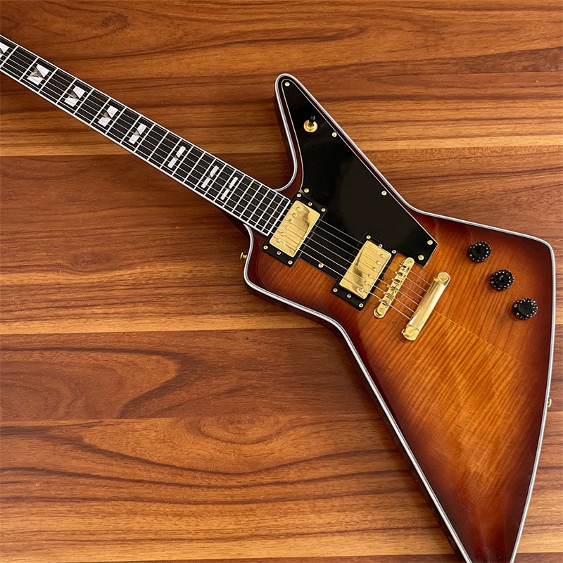 Sunburst Custom Electric Guitar 6 String Solid Body H-H Pickups Flamed Maple Top