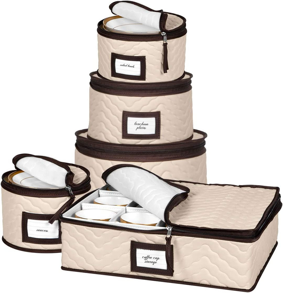 5pcs China Storage Containers Set Moving Boxes w/ Dividers - Dinnerware, Glasses