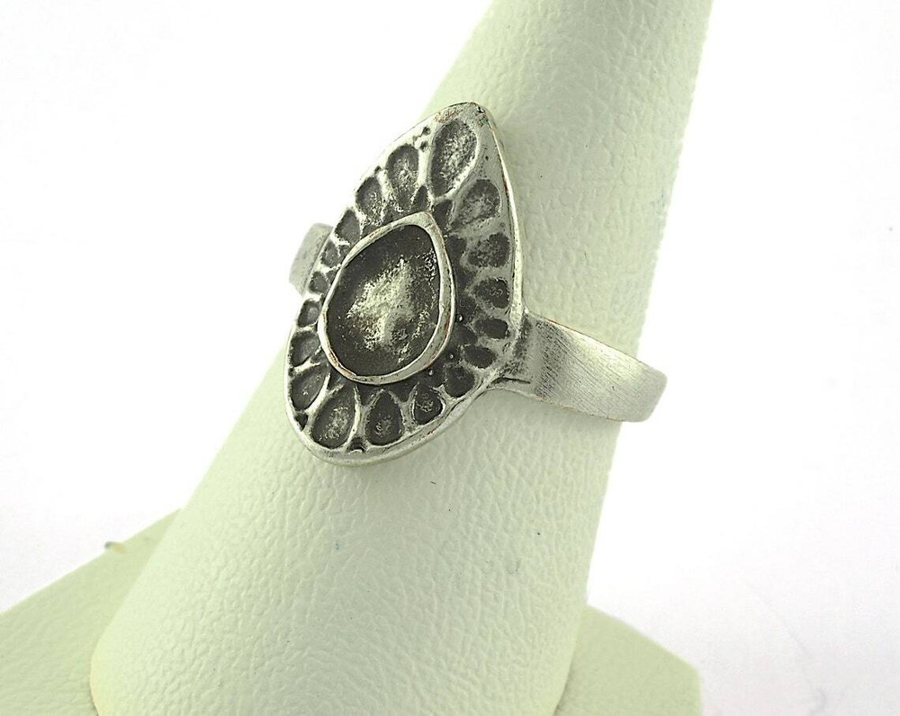 Drop Adjustable Ring Bezel Antique Silver Plated brass 16.5mm 6US size 2571