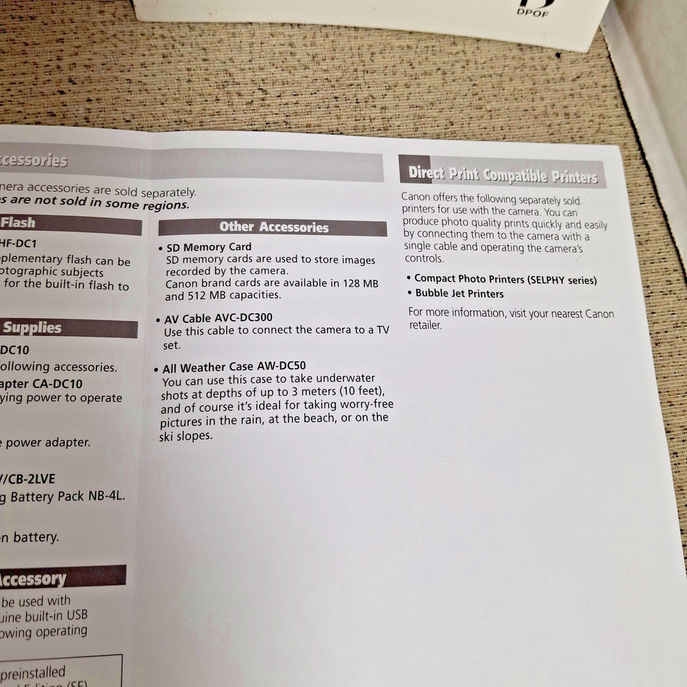 Canon Powershot S450 Digital ELPH System Map /Printer Manual/Software Guide