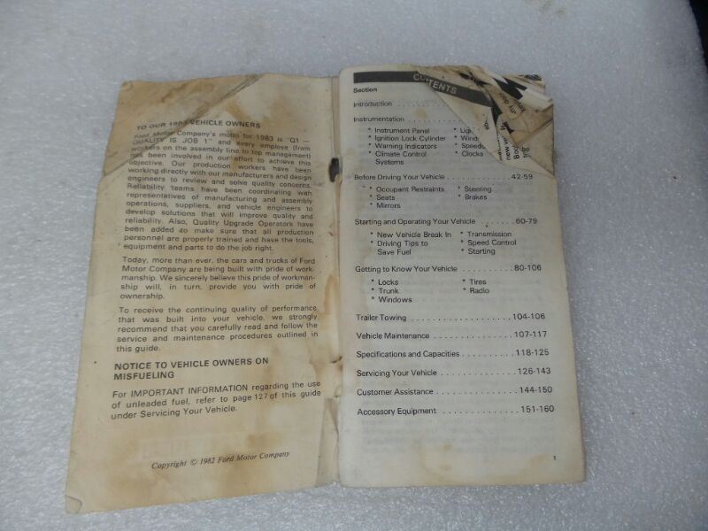 COUGAR 1983 Owners Manual 17518