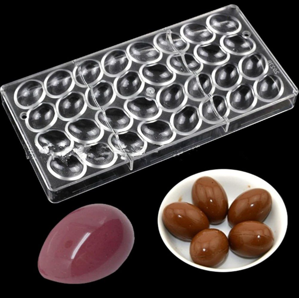 Pack of 2 Chocolate Candy Mold PC Polycarbonate Scraper Cube Oval Egg Baking