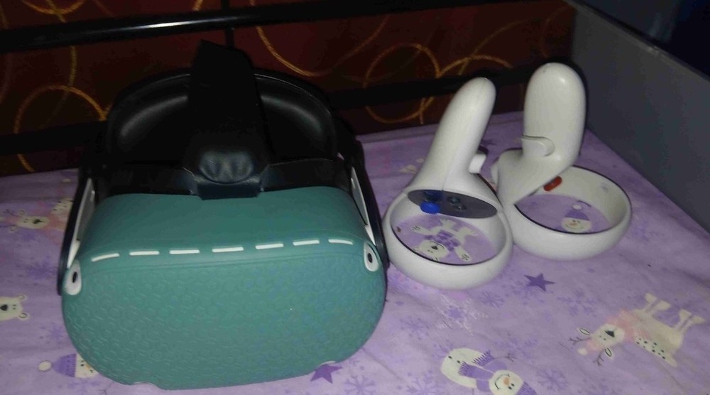 Meta Quest 2 Wireless VR Headset Bundle with Controllers, Case, Covers