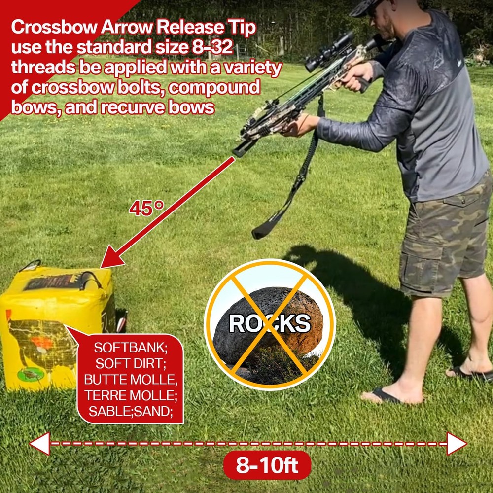 Feekoon 2 Pack Crossbow Bolt Decocking Head, Point Red