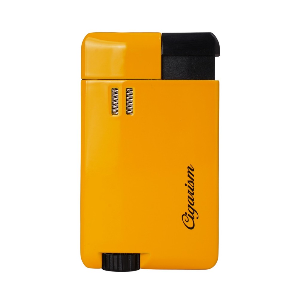 CIGARISM Small Pocket Cigar Lighter, Single Torch Jet Flame Windproof (Yellow)