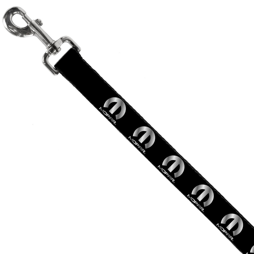 Dog Leash MOPAR Logo Repeat Black/Silver Gradient NARROW 0.5"