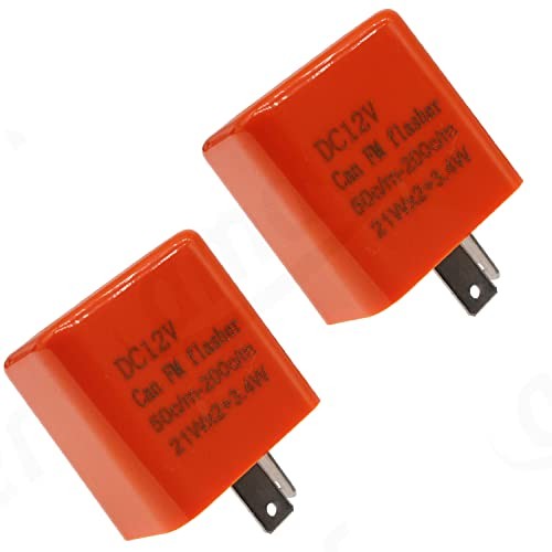 12V 2Pin Flasher Relay Speed Adjustable Indicators LED Light Orange-2pcs