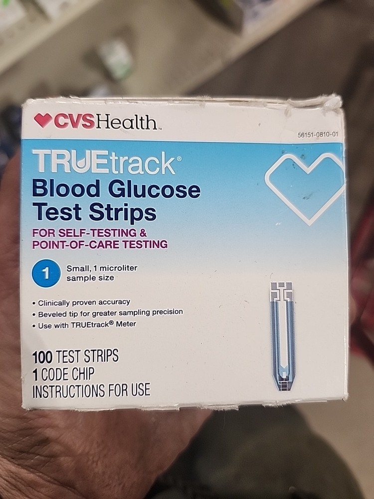 TrueTrack Blood Glucose Test Strips 100 Count 1 Code Chip Exp. 2023.