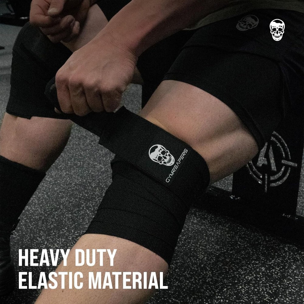 Knee Wraps (Pair) With Strap for Squats, Weightlifting, Powerlifting,