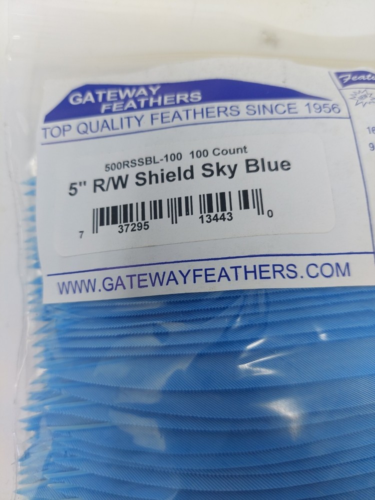 100pk Gateway Feathers 5" Right Wing: Shield Sky Blue 500RSSBL-100