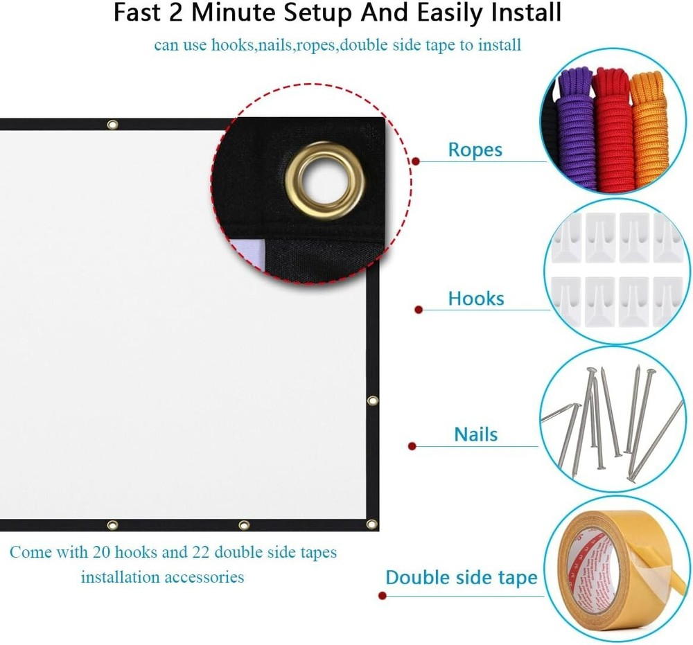 Lightweight 150-Inch Polyester Projector Screen - Easy Setup for Any Occasion
