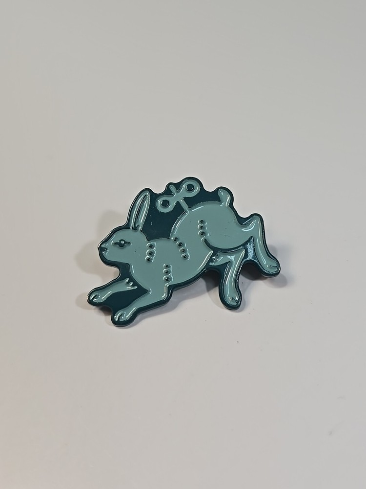 Blue Bunny Rabbit With Wind Up Key Lapel Pin