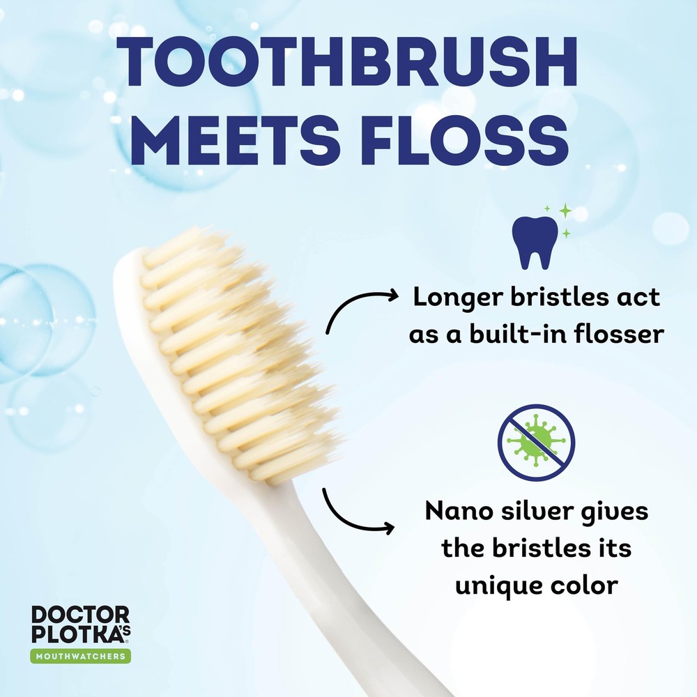 Dr Plotkas Soft Bristle Flossing Toothbrush Manual Soft Toothbrush for Adults...