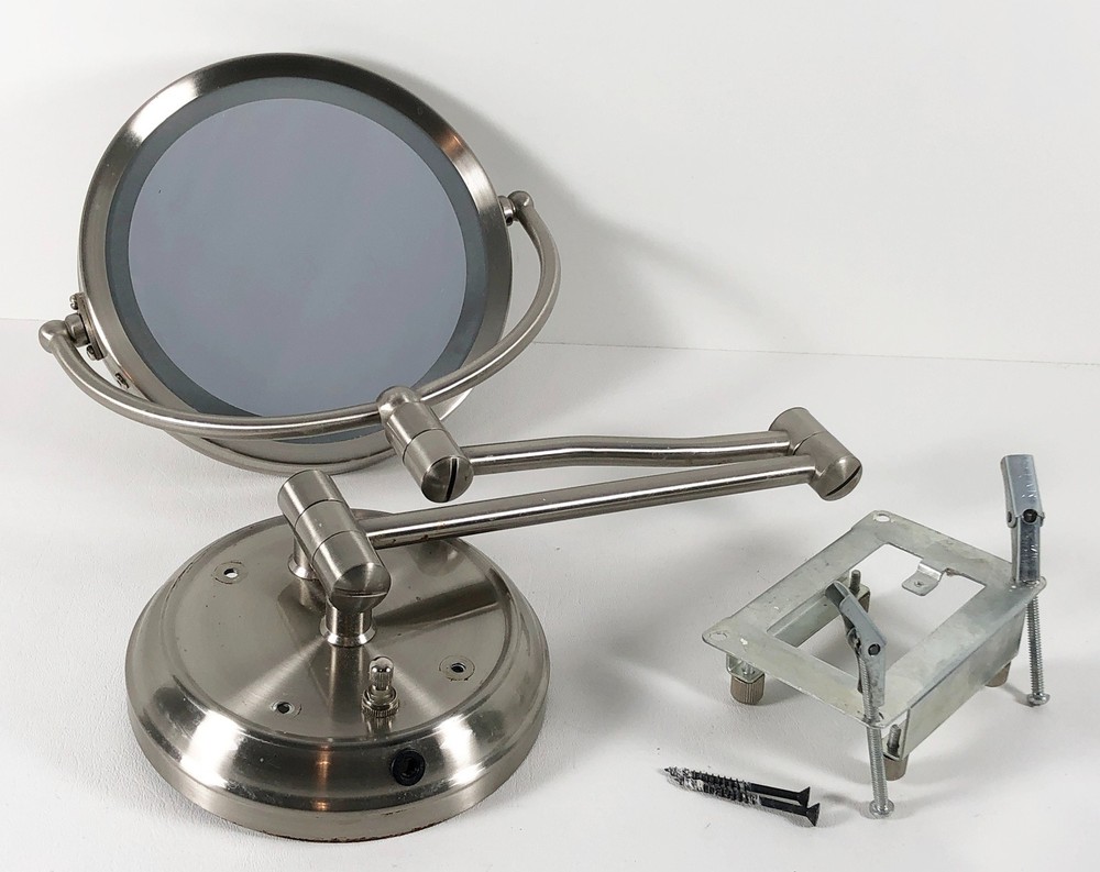 Lighted Wall Mount Hard-Wired Makeup Mirror Brushed Nickel w Switch 3X?