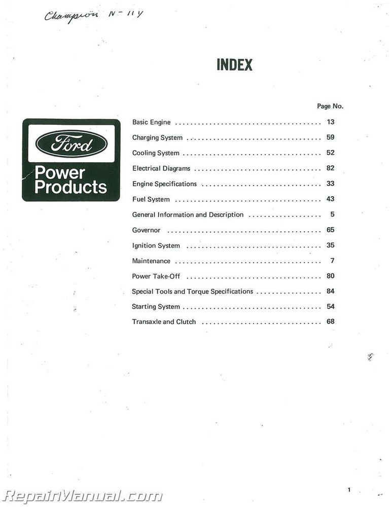 Ford Tractor Engine 104 Service Manual