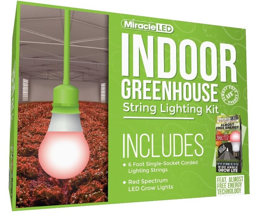 NEW! Miracle LED 6FT Single Socket Red Indoor Grow String Light Bulb Combo Set