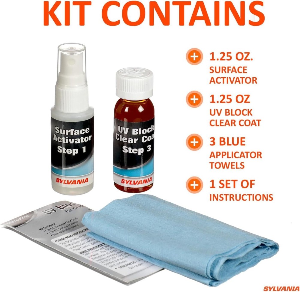 SYLVANIA - Headlight Restoration Essentials Kit - UV Block Clear Coat, Most...