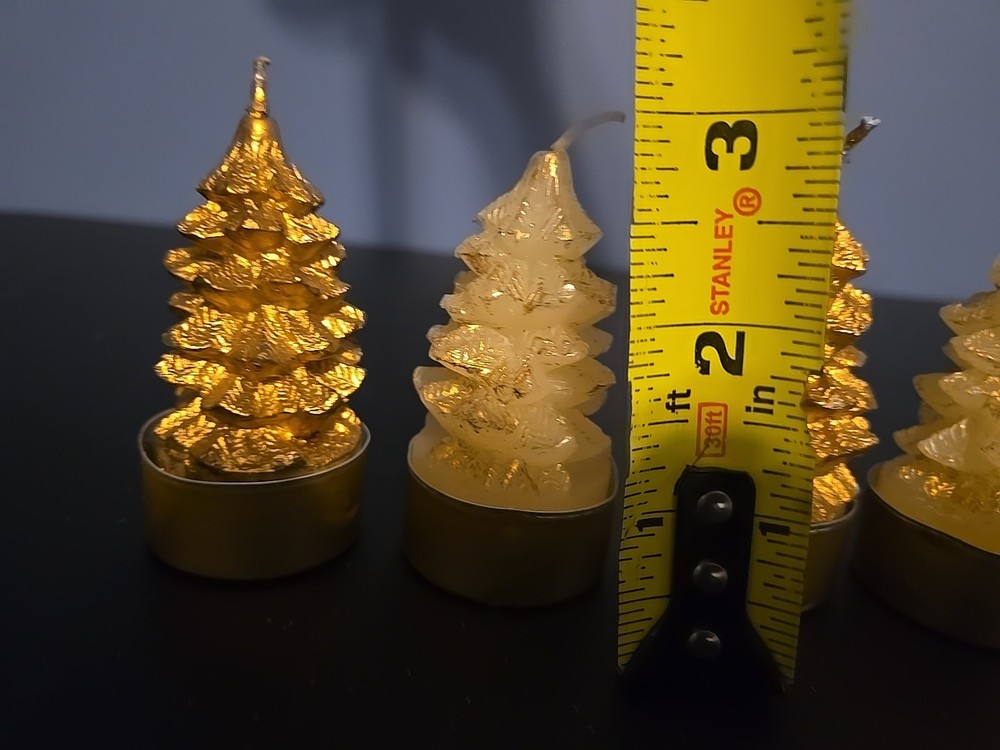 Glitter Gold Sparkle Christmas Tree Candles Mini