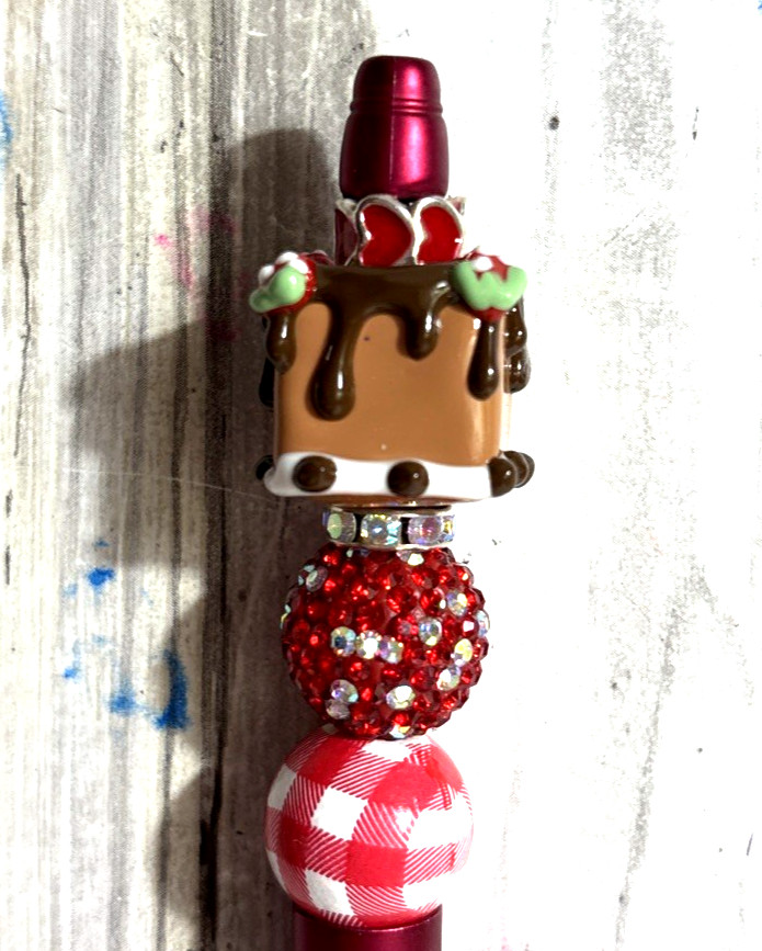 HAND MADE BEAD PEN AND BEAD KEY CHAIN & INK REFILL- cake