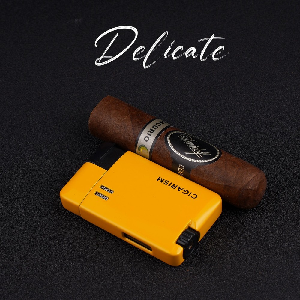 CIGARISM Small Pocket Cigar Lighter, Single Torch Jet Flame Windproof (Yellow)
