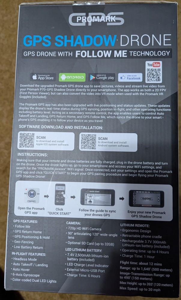 Promark GPS Shadow Drone NEW (OPEN BOX)