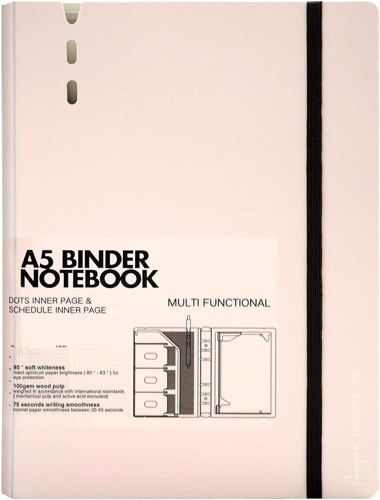 A7 Binder 6 Ring Notebook with Dividers Refillable Planner Binder