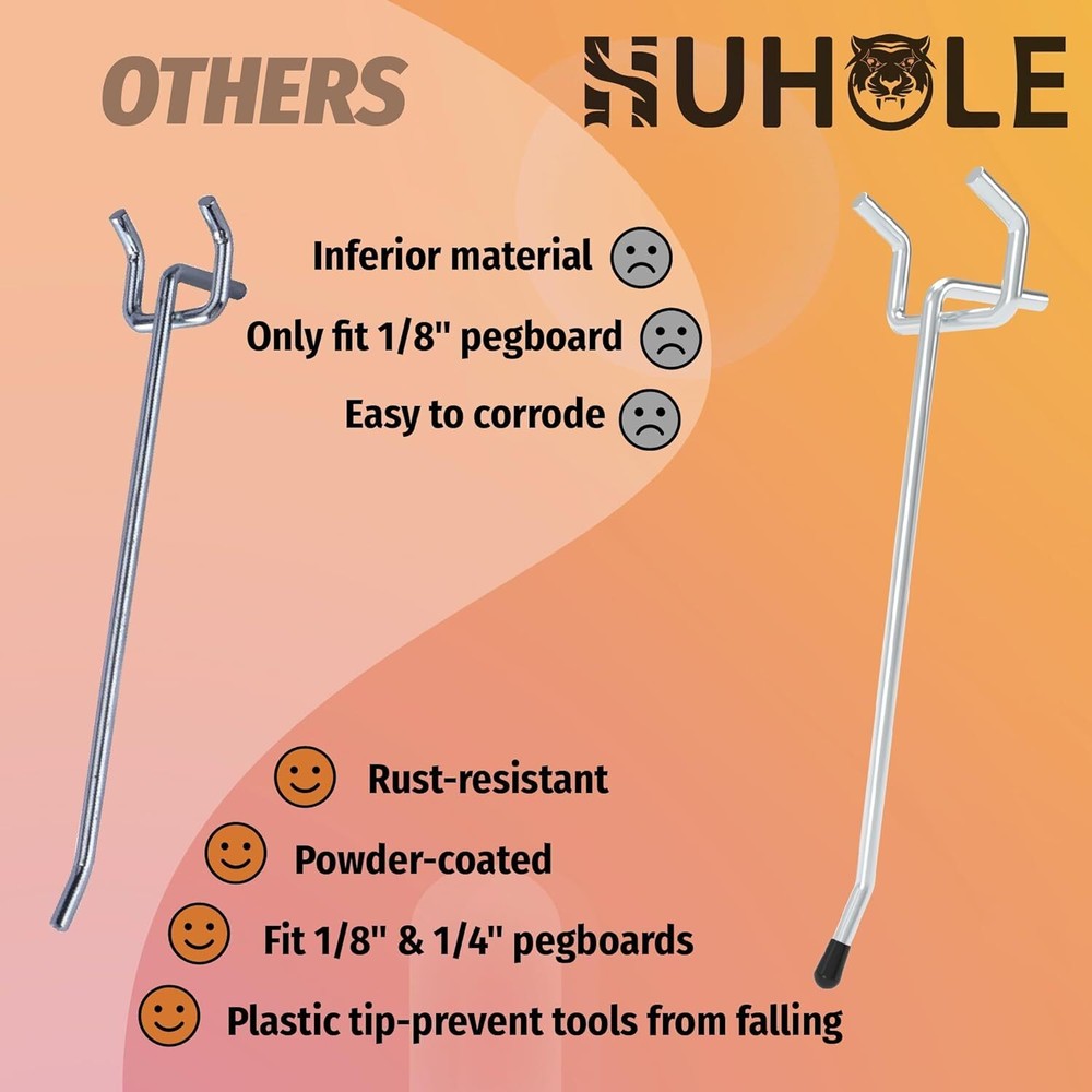 Pegboard Hooks Assortment 49PC Pegboard Accessories with Pegboard Bins