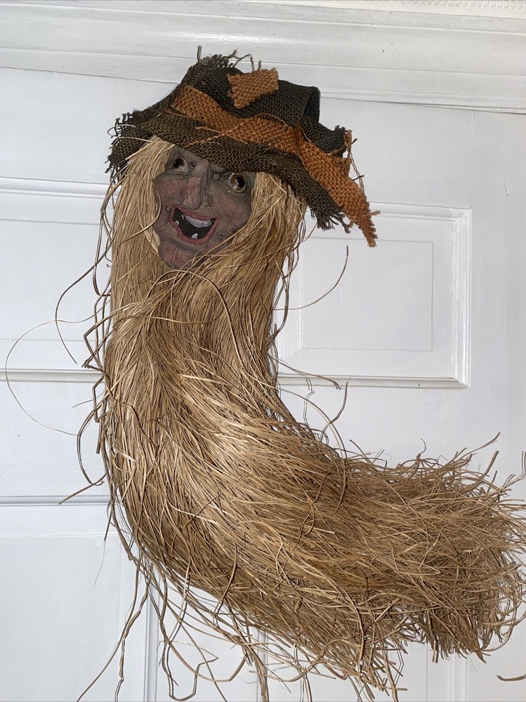 Primitive Hanging Halloween Witch Head