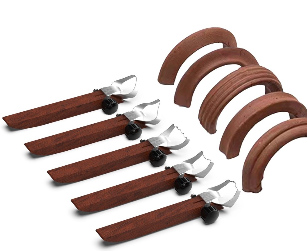 GEOCCI 5 Pcs Pottery Handle Making Tool Carving Tools Dark red